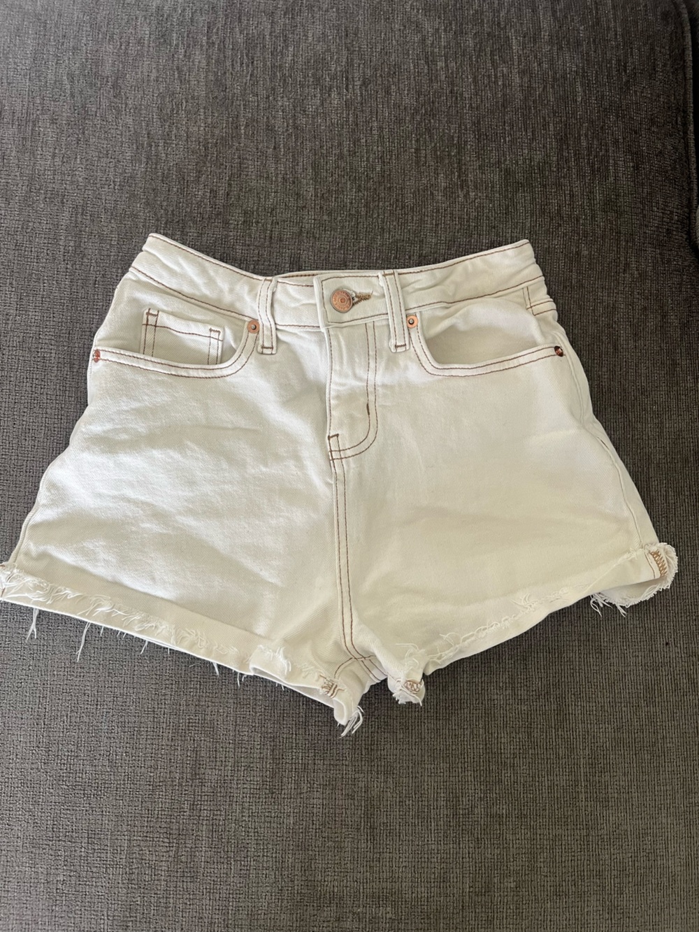 Wild Fable Cream Frayed Hem Denim Shorts